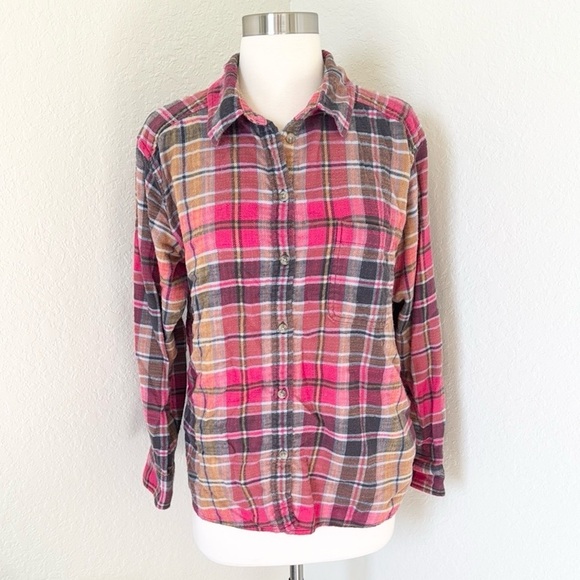 American Eagle AEO Boyfriend Fit Plaid Flannel - Picture 1 of 7